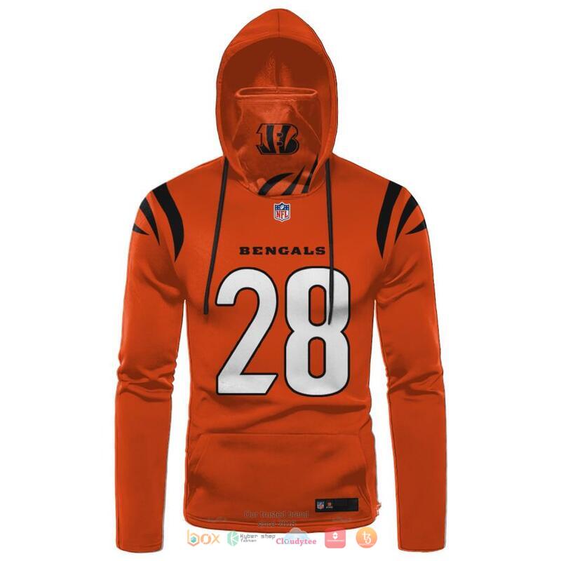 NFL Cincinnati Bengals Mixon 28 Orange 3d hoodie mask 1