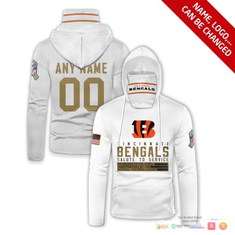 NFL Cincinnati Bengals White Salute to service Custom 3d hoodie mask