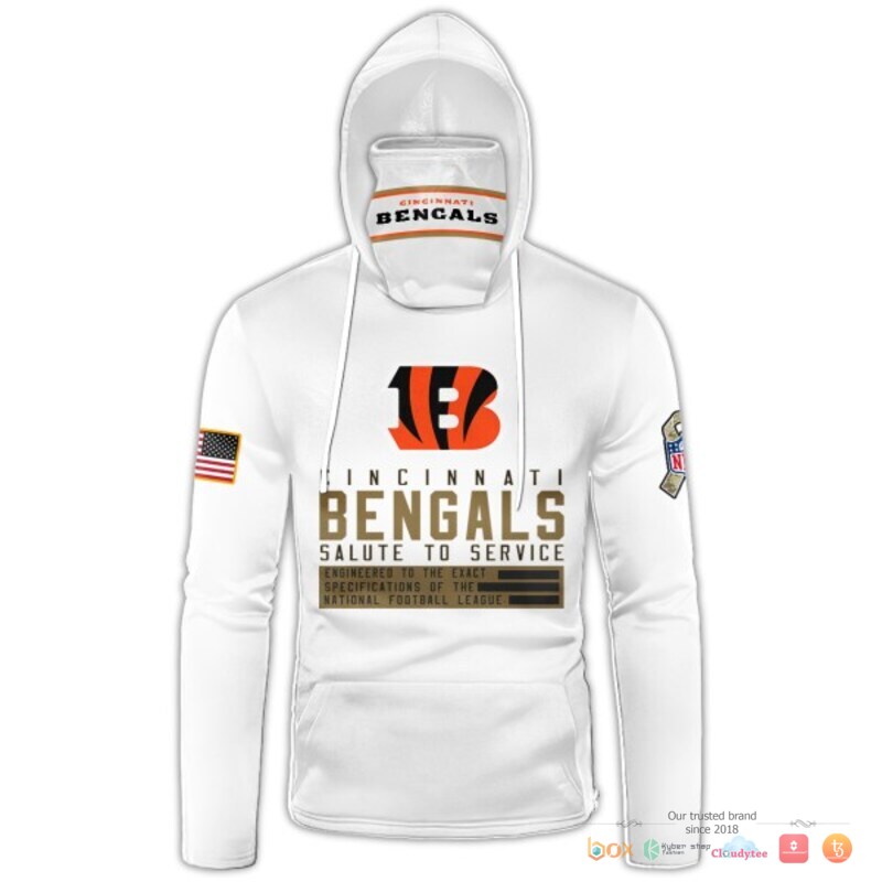 NFL Cincinnati Bengals White Salute to service Custom 3d hoodie mask 1