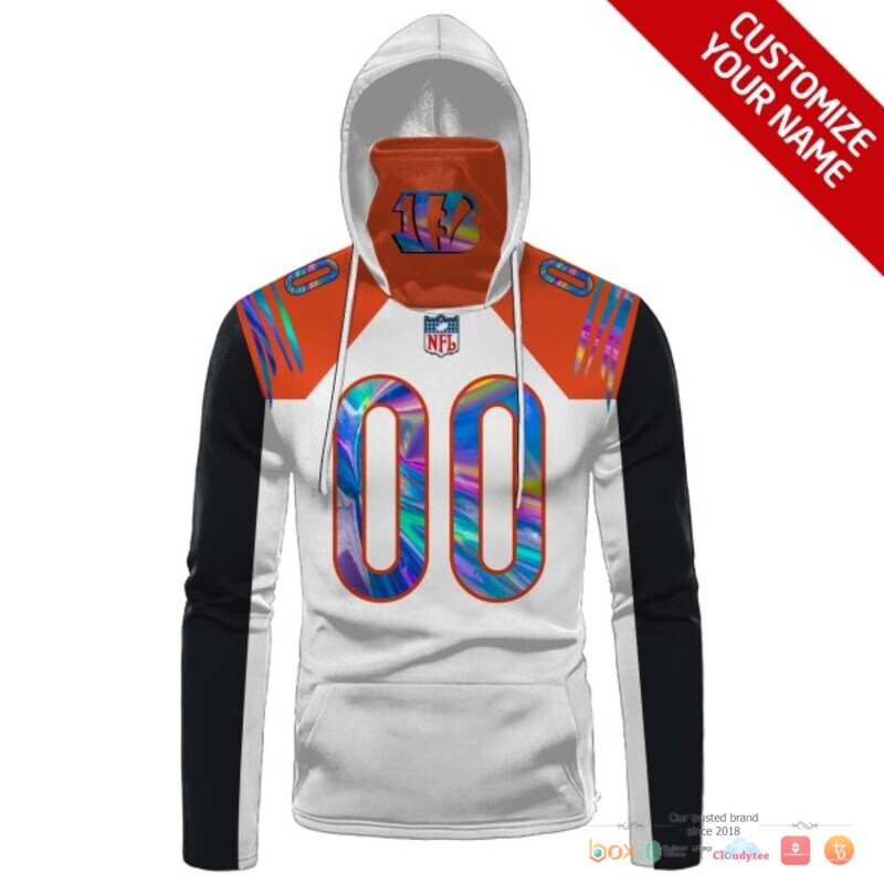 NFL Cincinnati Bengals white black hologram Custom 3d hoodie mask 1