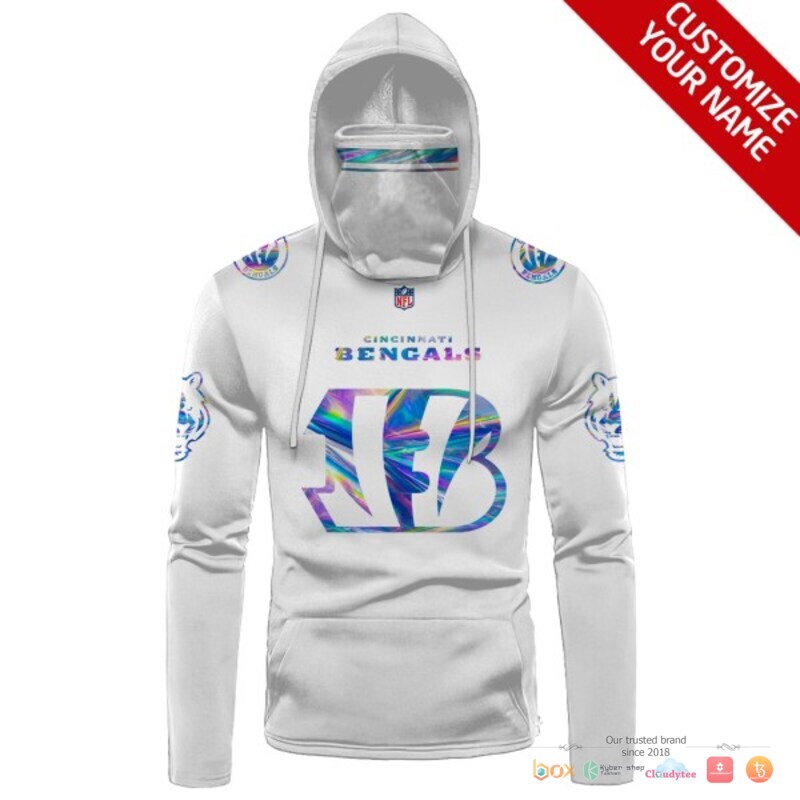NFL Cincinnati Bengals white hologram Custom 3d hoodie mask 1