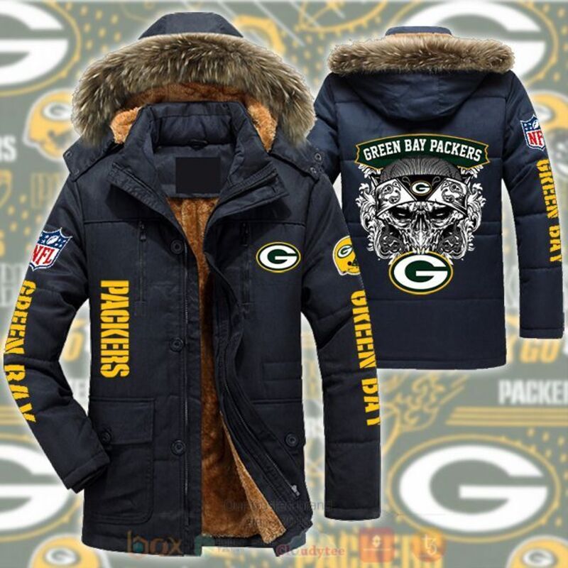 NFL Green Bay Packers Skull White Parka Jacket 1