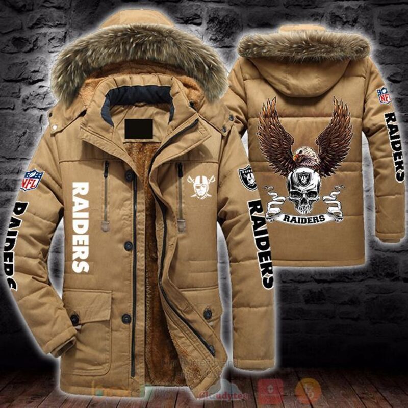 BEST NFL Las Vegas Raiders Eagle Parka Jacket Coat Winter 4 NFL Las Vegas Raiders Eagle Parka Jacket 1 2 3