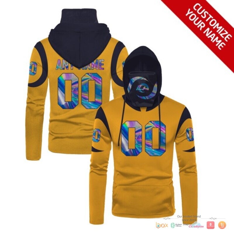 NFL Los Angeles Rams navy yellow hologram 3d hoodie mask