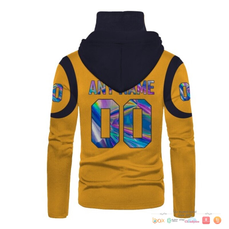NFL Los Angeles Rams navy yellow hologram custom 3d hoodie mask 3 NFL Los Angeles Rams navy yellow hologram 3d hoodie mask 1 2