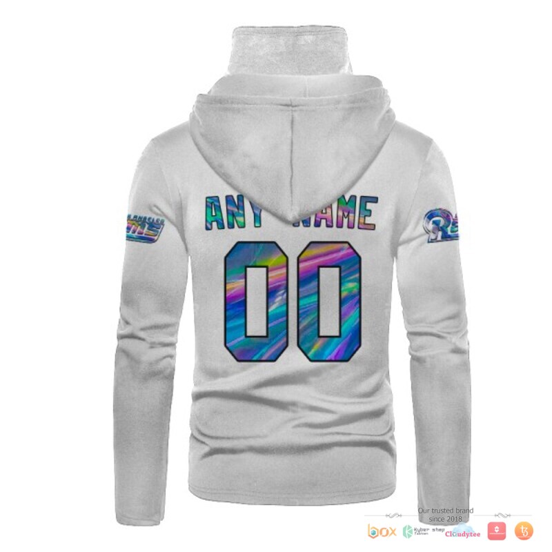 NFL Los Angeles Rams white hologram custom 3d hoodie mask 3 NFL Los Angeles Rams white hologram 3d hoodie mask 1 2