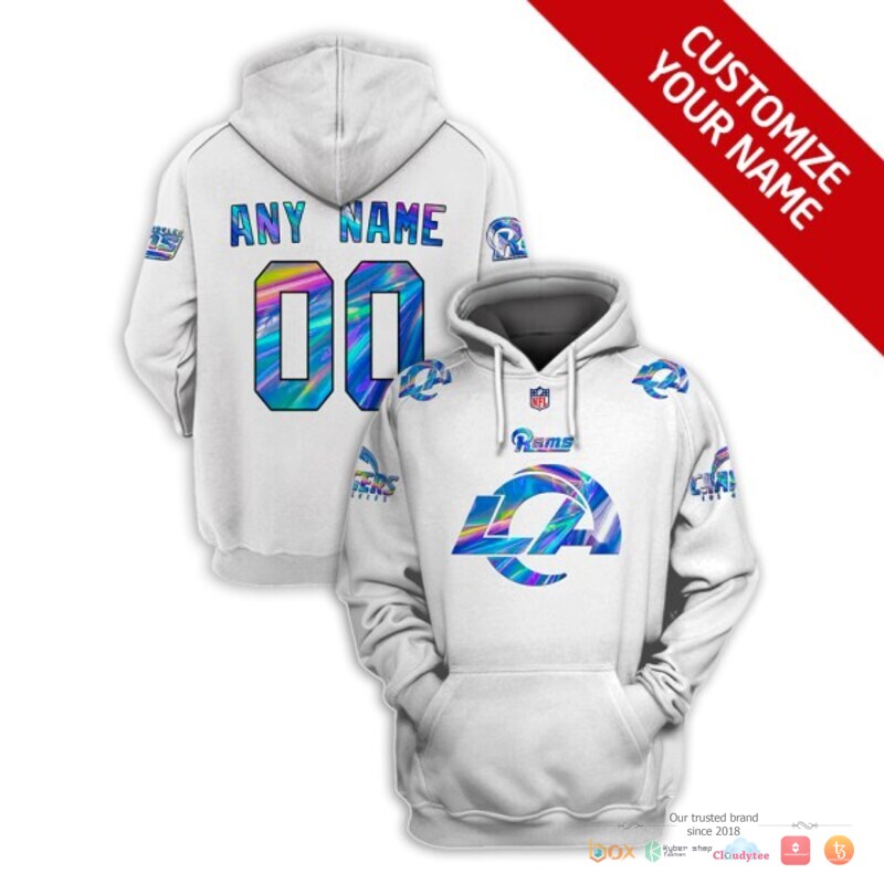 NFL Los Angeles Rams white hologram Custom 3d shirt, hoodie 17 NFL Los Angeles Rams white hologram Custom 3d shirt hoodie