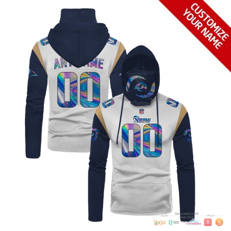 NFL Los Angeles Rams white navy hologram 3d hoodie mask