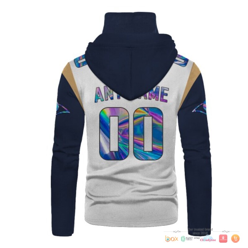 NFL Los Angeles Rams white navy hologram custom 3d hoodie mask 3 NFL Los Angeles Rams white navy hologram 3d hoodie mask 1 2