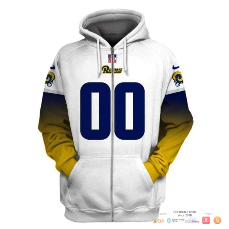 NFL Los Angeles Rams white yellow Custom 3d shirt, hoodie 2 NFL Los Angeles Rams white yellow Custom 3d shirt hoodie 1