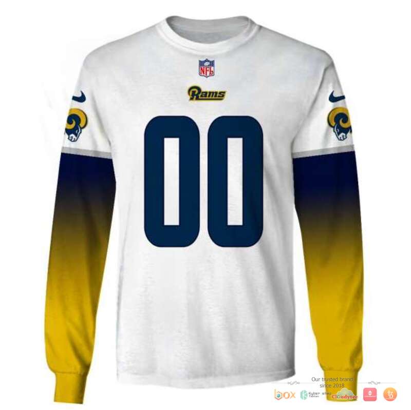 NFL Los Angeles Rams white yellow Custom 3d shirt, hoodie 5 NFL Los Angeles Rams white yellow Custom 3d shirt hoodie 1 2 3 4