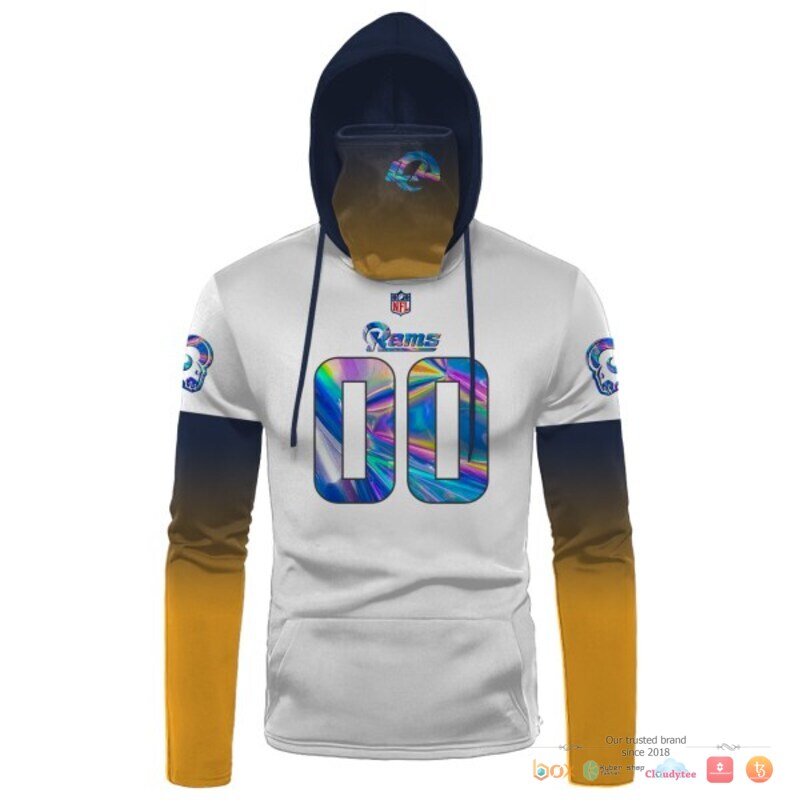 NFL Los Angeles Rams white yellow hologram 3d hoodie mask 1