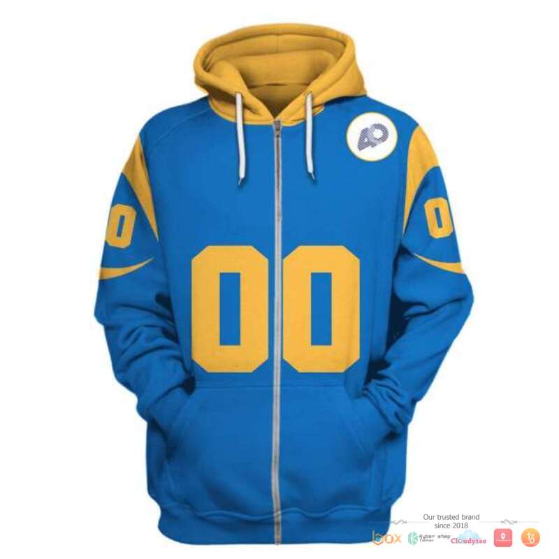 NFL Los Angeles Rams yellow blue Custom 3d shirt, hoodie 2 NFL Los Angeles Rams yellow blue Custom 3d shirt hoodie 1