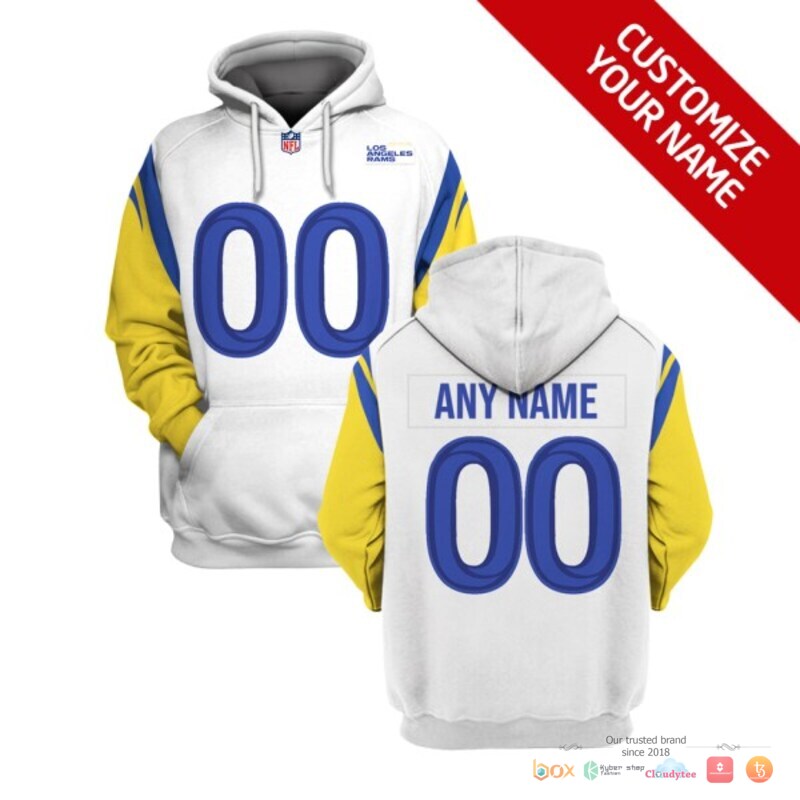 NFL Los Angeles Rams yellow white Custom 3d shirt hoodie