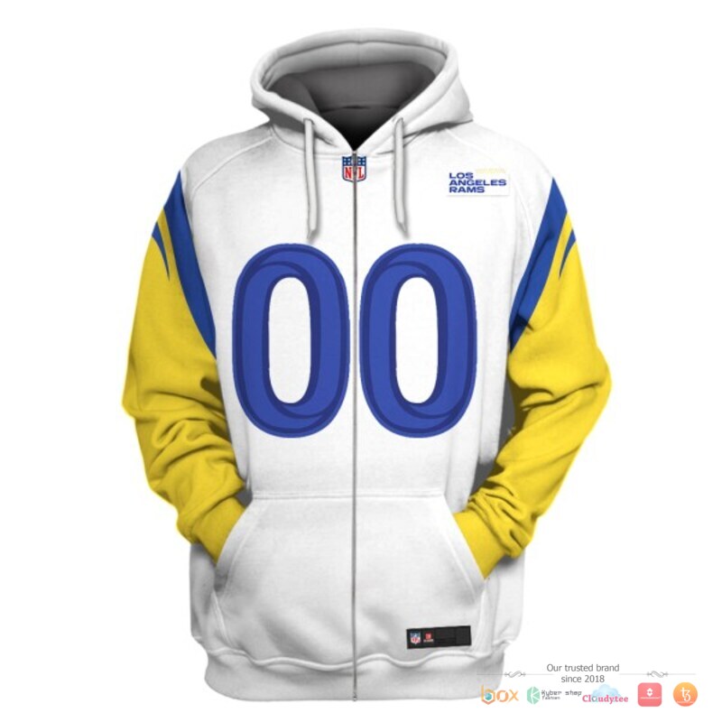 NFL Los Angeles Rams yellow white Custom 3d shirt, hoodie 2 NFL Los Angeles Rams yellow white Custom 3d shirt hoodie 1