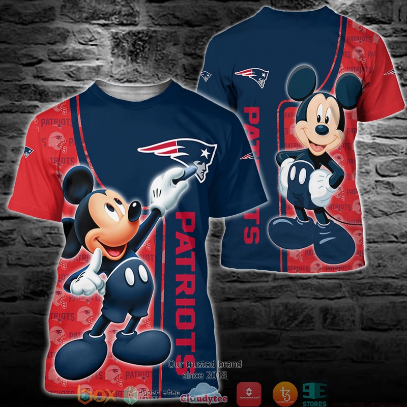 NFL New England PatriotsMickey Mouse Disney 3d Full Printing shirt hoodie 1 2 3