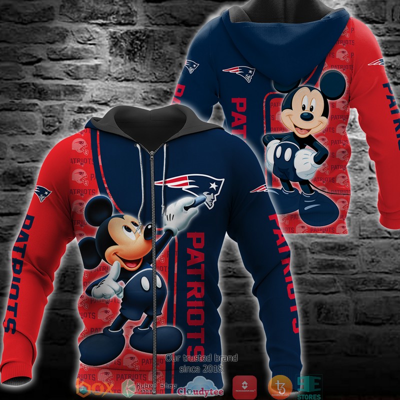 NFL New England PatriotsMickey Mouse Disney 3d Full Printing shirt hoodie 1 2 3 4