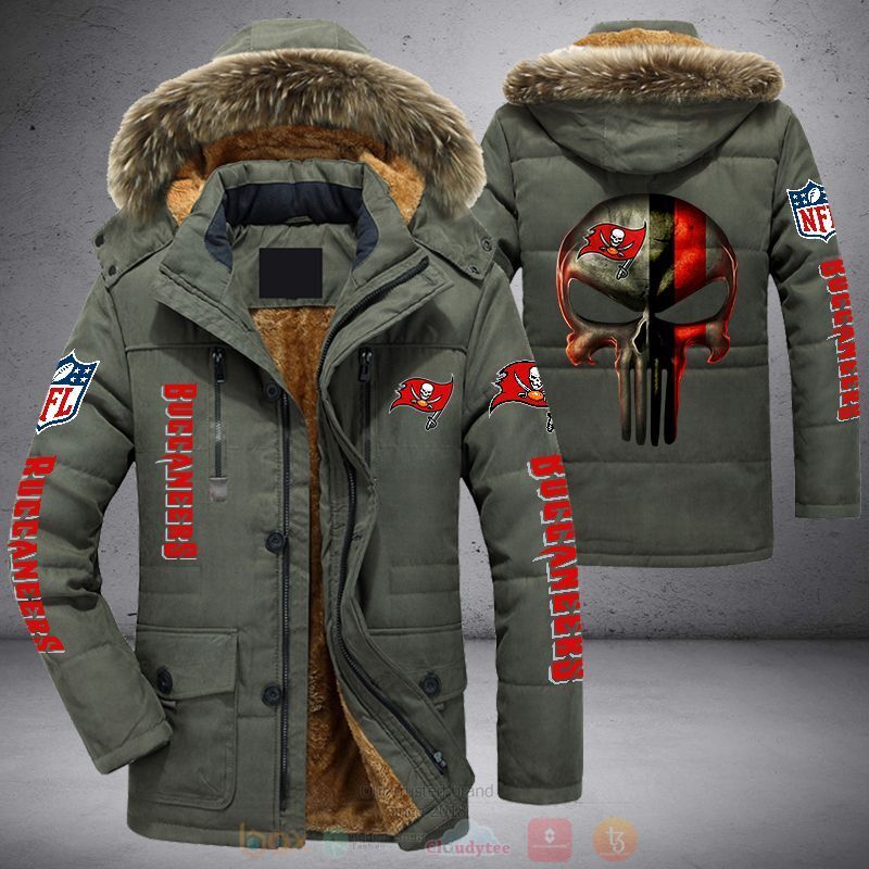 BEST NFL Tampa Bay Buccaneers Punisher Skull Parka Jacket Coat Winter 3 NFL Tampa Bay Buccaneers Punisher Skull Parka Jacket 1 2
