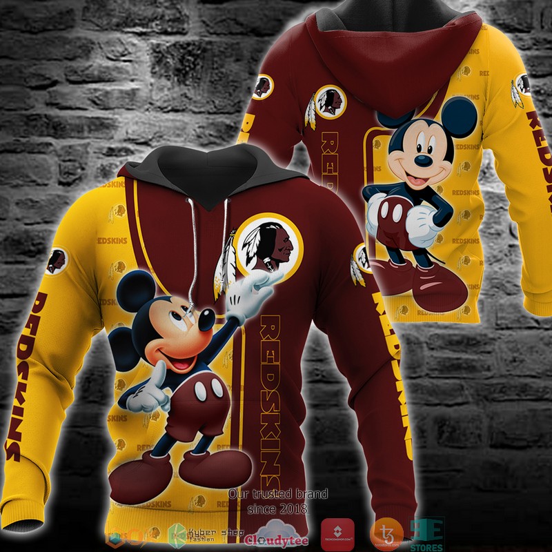 NFL Washington Redskins Mickey Mouse Disney 3d Full Printing shirt, hoodie 2 NFL Washington Redskins Mickey Mouse Disney 3d Full Printing shirt hoodie 1