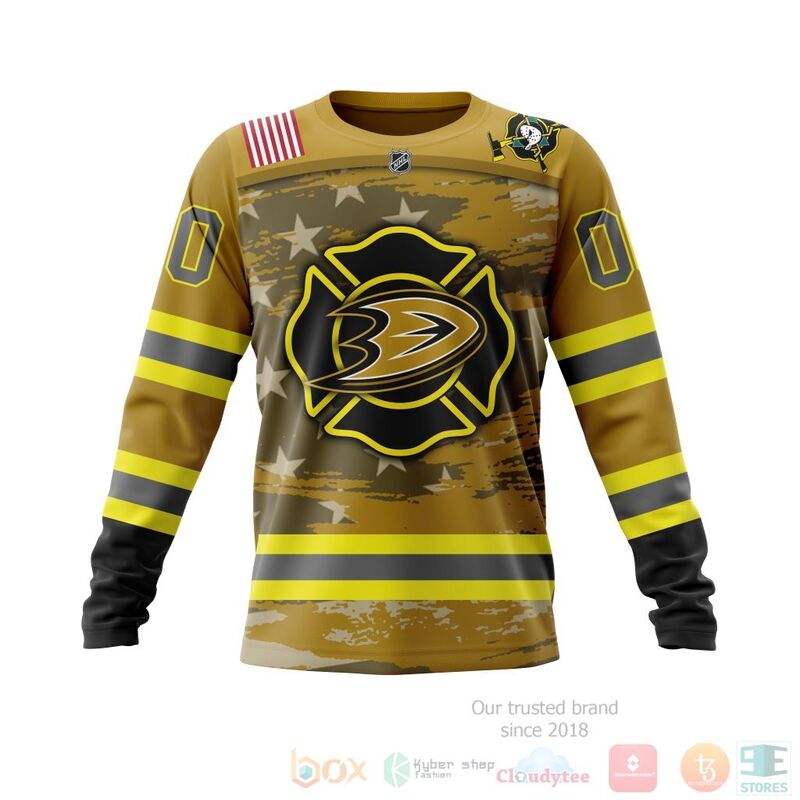 BEST NHL Anaheim Ducks Honnor Firefighter Yellow Full Printing Custom 3D Hoodie, T-Shirt 3 NHL Anaheim Ducks Honnor Firefighter Yellow 3D Hoodie Shirt 1 2