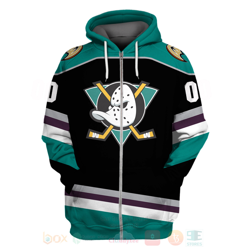 BEST NHL Anaheim Ducks Personalized Black Full Printing 3D Hoodie, Shirt 2 NHL Anaheim Ducks Personalized Black 3D Hoodie Shirt 1