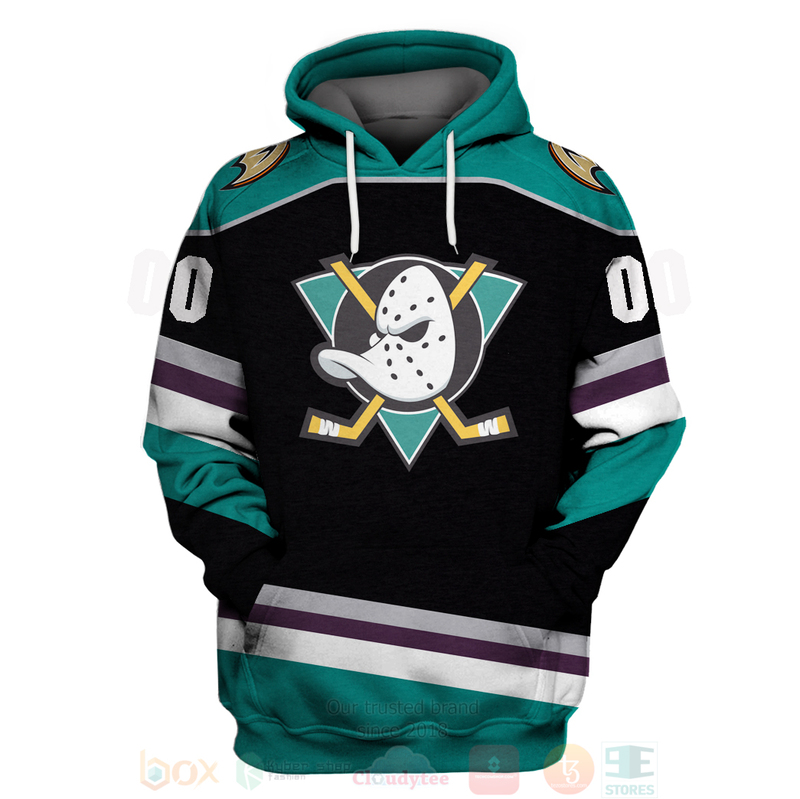 BEST NHL Anaheim Ducks Personalized Black Full Printing 3D Hoodie, Shirt 3 NHL Anaheim Ducks Personalized Black 3D Hoodie Shirt 1 2
