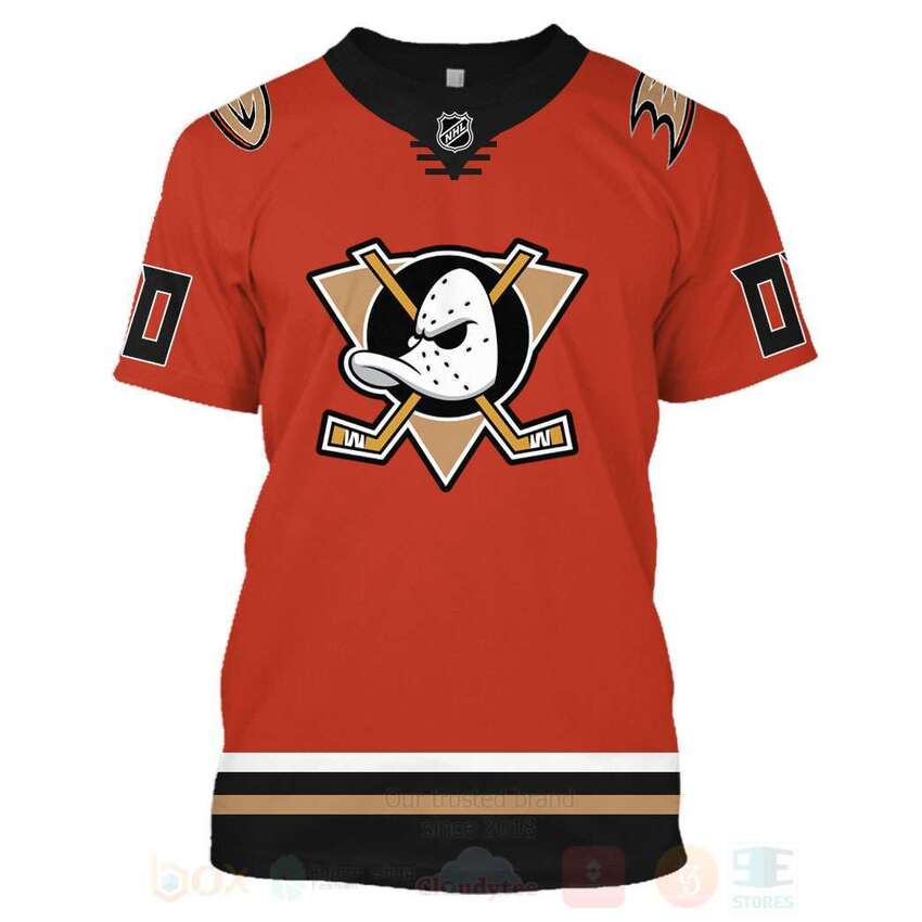 NHL Anaheim Ducks Personalized Orange 3D Hoodie Shirt 1 2 3 4 5 6