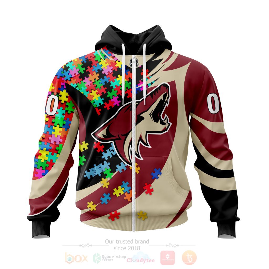 BEST NHL Arizona Coyotes Autism Awareness Ver1 Personalized All Over Print Custom Hoodie, T-Shirt 2 NHL Arizona Coyotes Autism Awareness Ver1 Personalized 3D Hoodie Shirt 1
