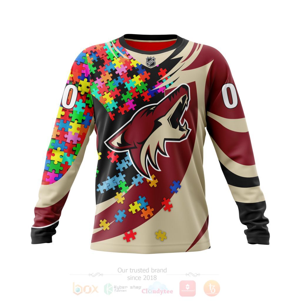 BEST NHL Arizona Coyotes Autism Awareness Ver1 Personalized All Over Print Custom Hoodie, T-Shirt 3 NHL Arizona Coyotes Autism Awareness Ver1 Personalized 3D Hoodie Shirt 1 2