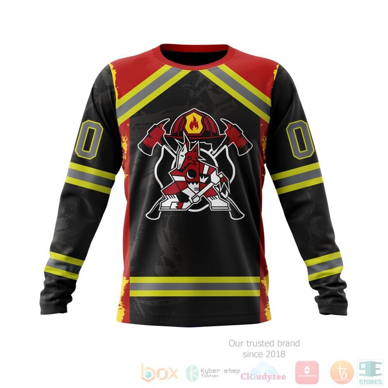 BEST NHL Arizona Coyotes Honnor Firefighter Black Full Printing Custom 3D Hoodie, T-Shirt 3 NHL Arizona Coyotes Honnor Firefighter Black 3D Hoodie Shirt 1 2