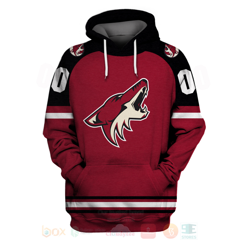 BEST NHL Arizona Coyotes Personalized Red Full Printing 3D Hoodie, Shirt 3 NHL Arizona Coyotes Personalized Red 3D Hoodie Shirt 1 2