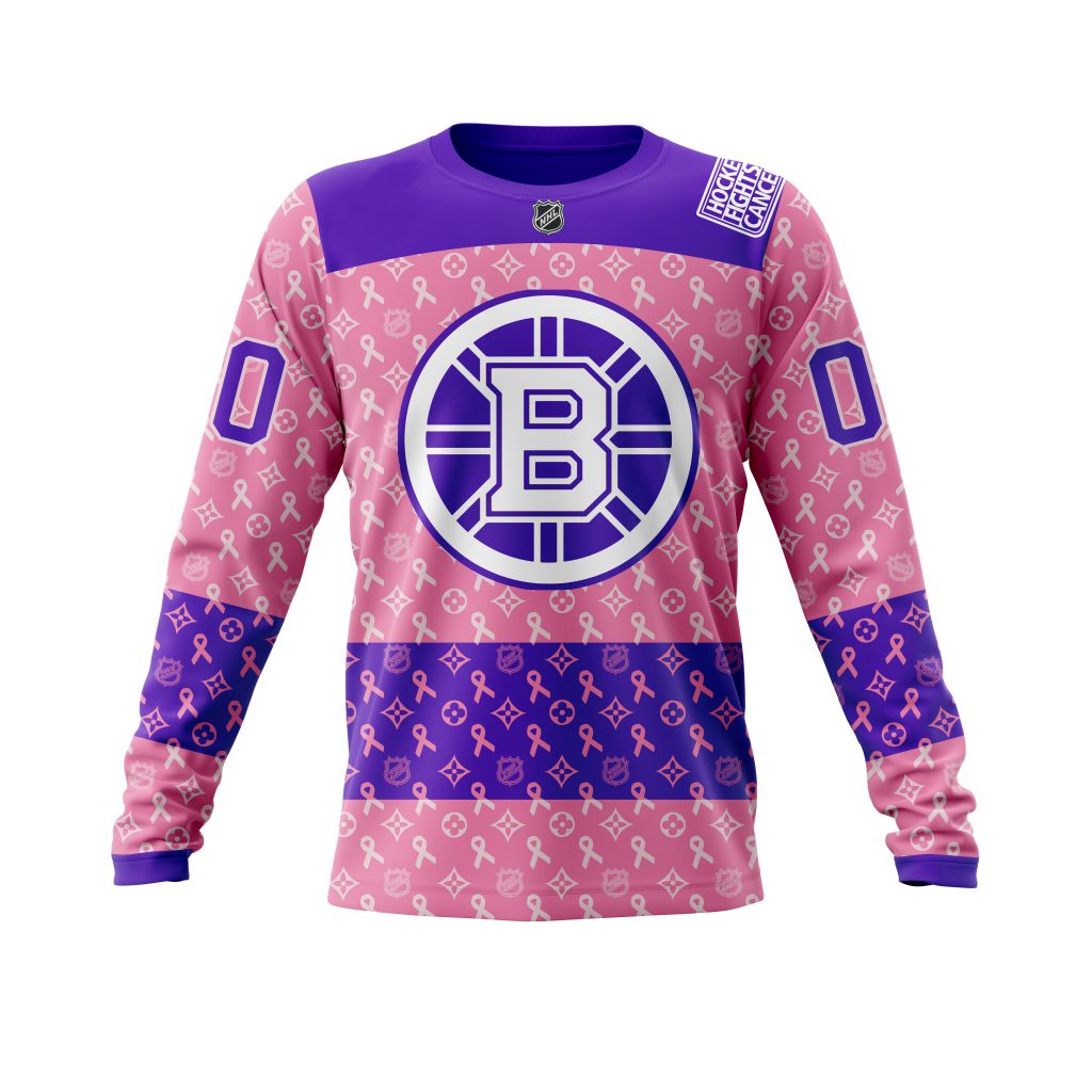 NHL Boston Bruins Fights Cancer Jersey Personalized 3D Hoodie Shirt 1 2 3 4 5