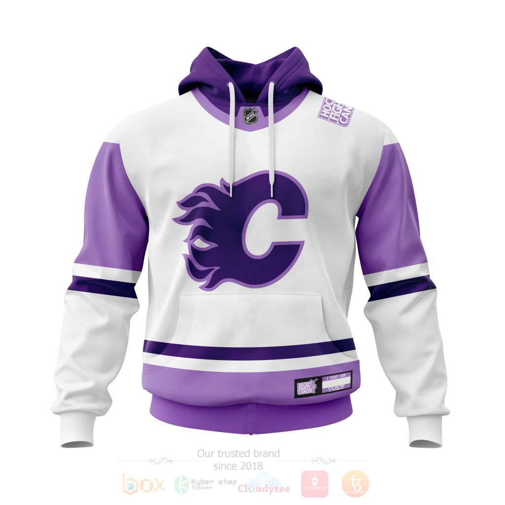 NHL Calgary Flames Fights Cancer Personalized 3D Hoodie Shirt
