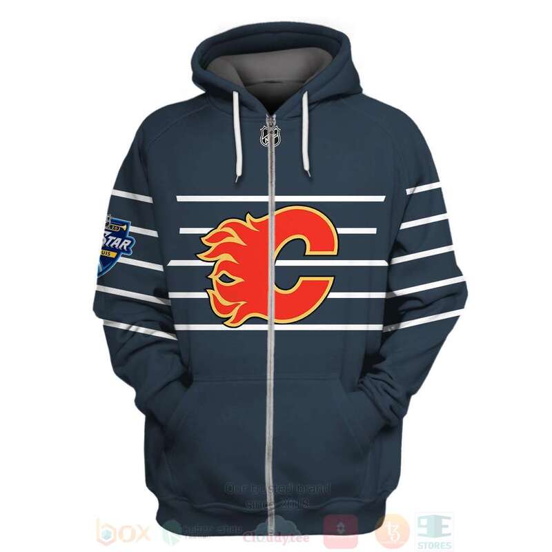 BEST NHL Calgary Flames Personalized Navy Full Printing 3D Hoodie, Shirt 2 NHL Calgary Flames Personalized Navy 3D Hoodie Shirt 1