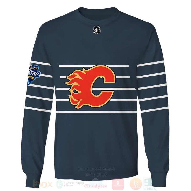 BEST NHL Calgary Flames Personalized Navy Full Printing 3D Hoodie, Shirt 5 NHL Calgary Flames Personalized Navy 3D Hoodie Shirt 1 2 3 4