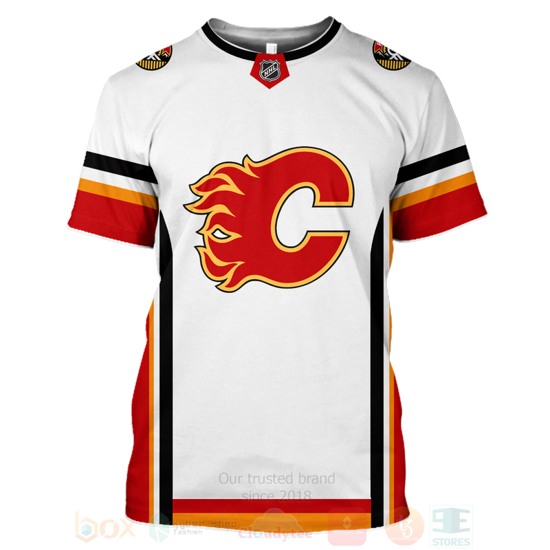 NHL Calgary Flames Team White 3D Hoodie Shirt 1 2 3 4 5