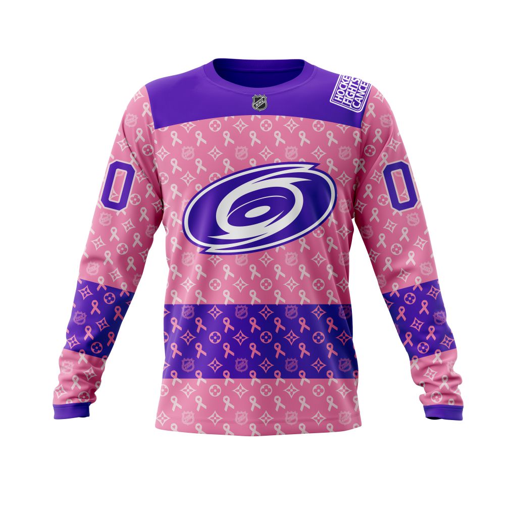 NHL Carolina Hurricanes Fights Cancer Jersey Personalized 3D Hoodie Shirt 1 2 3 4 5
