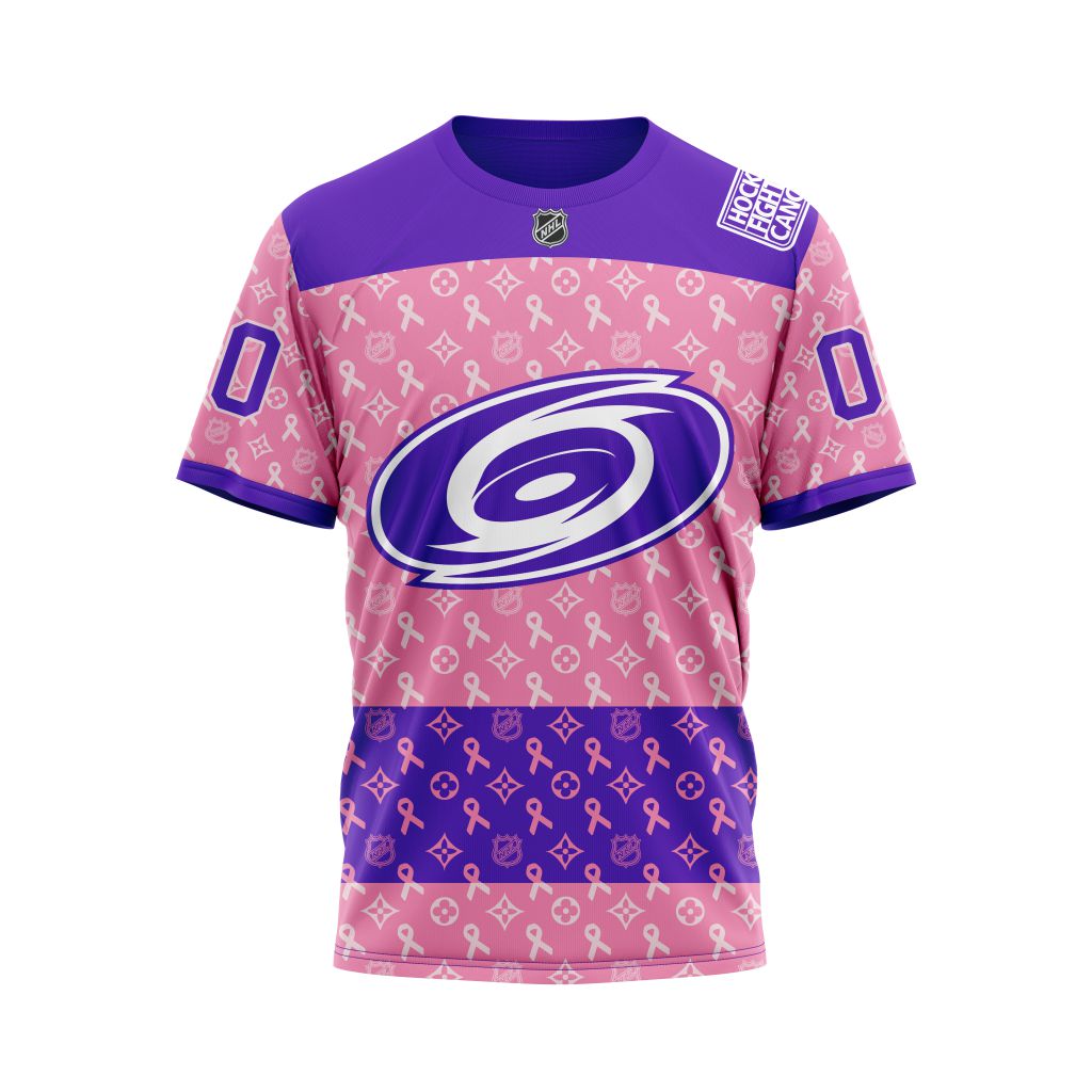 NHL Carolina Hurricanes Fights Cancer Jersey Personalized 3D Hoodie Shirt 1 2 3 4 5 6 7