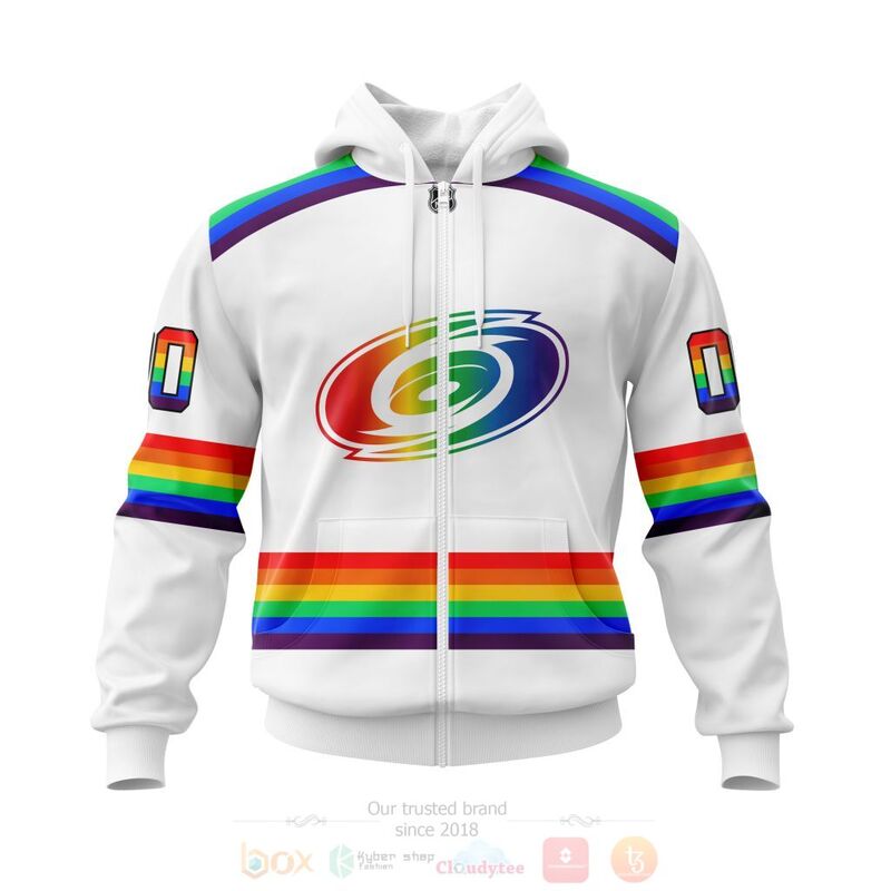 BEST NHL Carolina Hurricanes LGBT Pride White Personalized Custom All Over Print 3D Hoodie, Shirt 2 NHL Carolina Hurricanes LGBT Pride White Personalized Custom 3D Hoodie Shirt 1