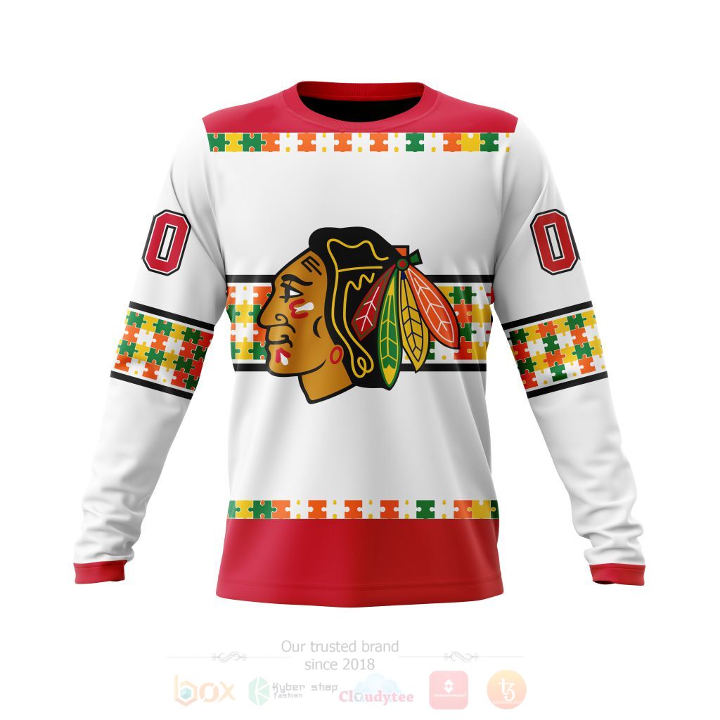 BEST NHL Chicago BlackHawks Autism Awareness Ver3 Personalized All Over Print Custom Hoodie, T-Shirt 3 NHL Chicago BlackHawks Autism Awareness Ver3 Personalized 3D Hoodie Shirt 1 2