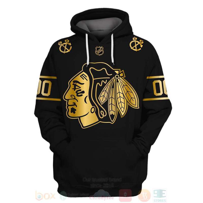 BEST NHL Chicago Blackhawks Personalized Black Full Printing 3D Hoodie, Shirt 2 NHL Chicago Blackhawks Personalized Black 3D Hoodie Shirt 1