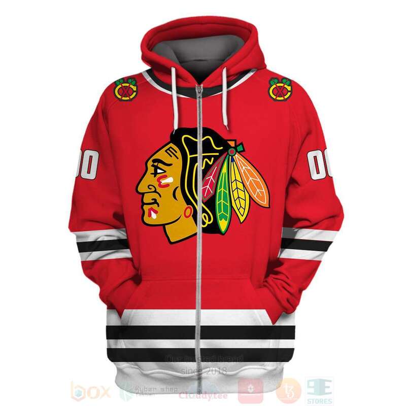 BEST NHL Chicago Blackhawks Personalized Red White Green Full Printing 3D Hoodie, Shirt 2 NHL Chicago Blackhawks Personalized Red White Green 3D Hoodie Shirt 1