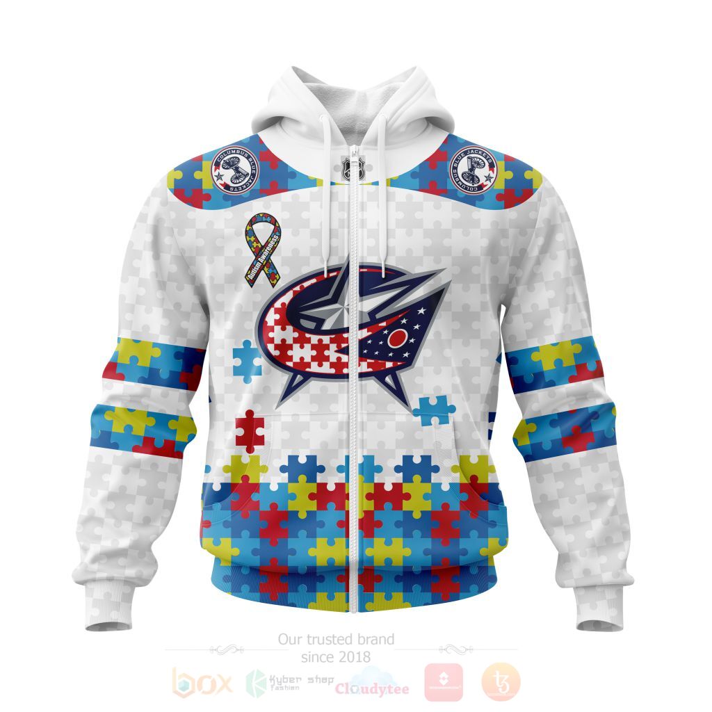 BEST NHL Columbus Blue Jackets Autism Awareness Ver1 Personalized All Over Print Custom Hoodie, T-Shirt 2 NHL Columbus Blue Jackets Autism Awareness Ver1 Personalized 3D Hoodie Shirt 1