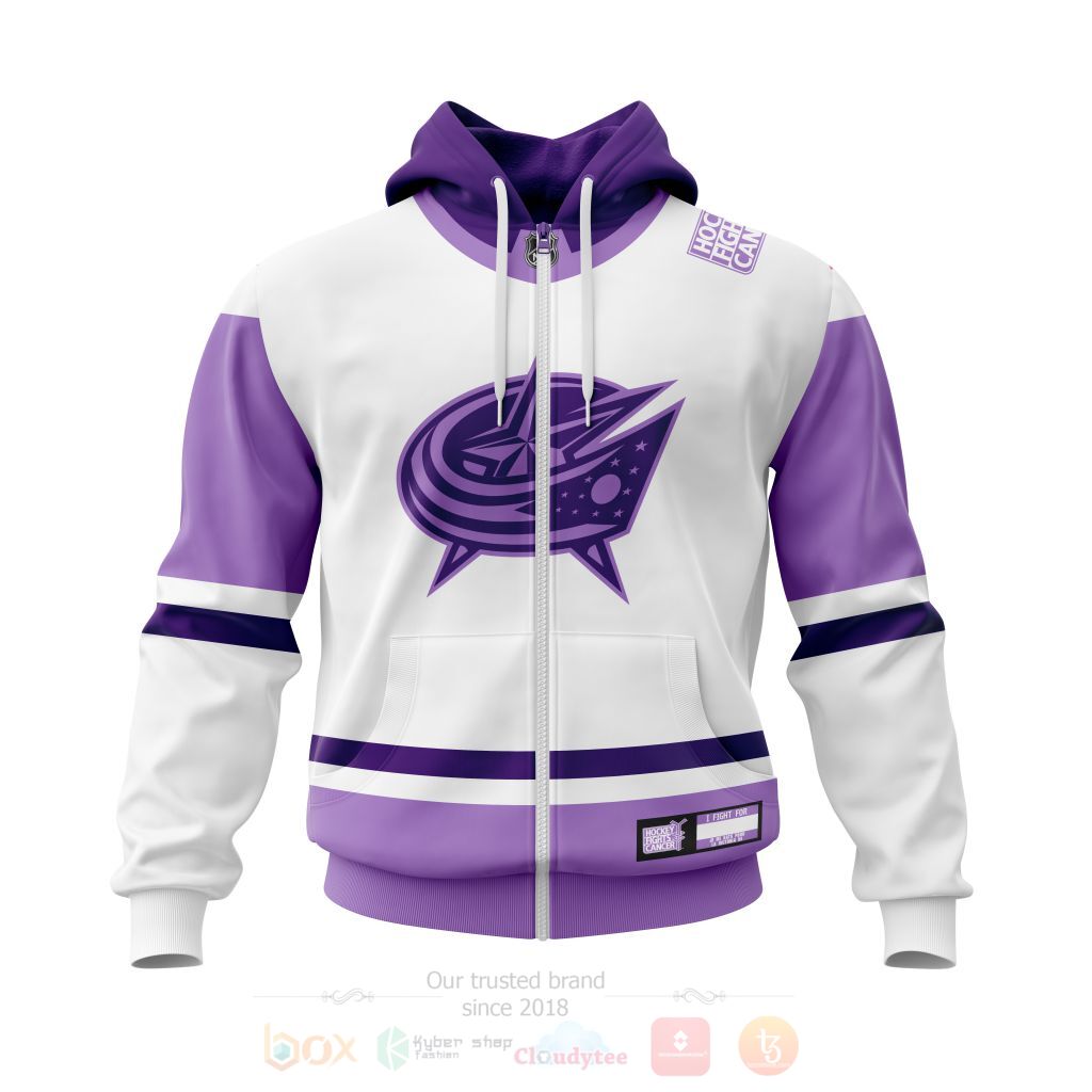 BEST NHL Columbus Blue Jackets Fights Cancer Personalized All Over Print Custom Hoodie, T-Shirt 2 NHL Columbus Blue Jackets Fights Cancer Personalized 3D Hoodie Shirt 1