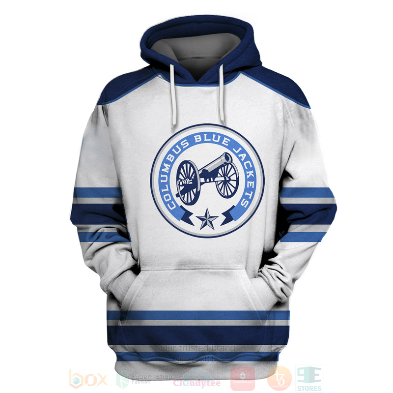 BEST NHL Columbus Blue Jackets Personalized White Full Printing 3D Hoodie, Shirt 2 NHL Columbus Blue Jackets Personalized White 3D Hoodie Shirt 1
