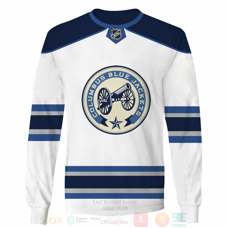 BEST NHL Columbus Blue Jackets Personalized White Full Printing 3D Hoodie, Shirt 4 NHL Columbus Blue Jackets Personalized White 3D Hoodie Shirt 1 2 3