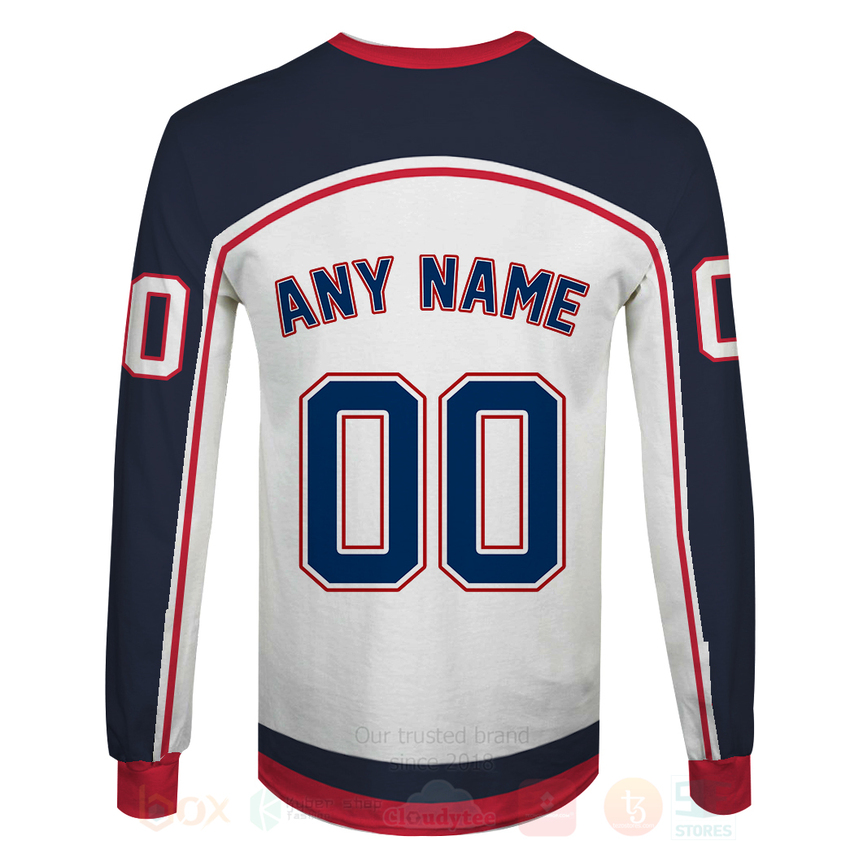 BEST NHL Columbus Blue Jackets Personalized Custom White Navy Unisex 3D Hoodie, Shirt 6 NHL Columbus Blue Jackets Personalized White Navy 3D Hoodie Shirt 1 2 3 4 5