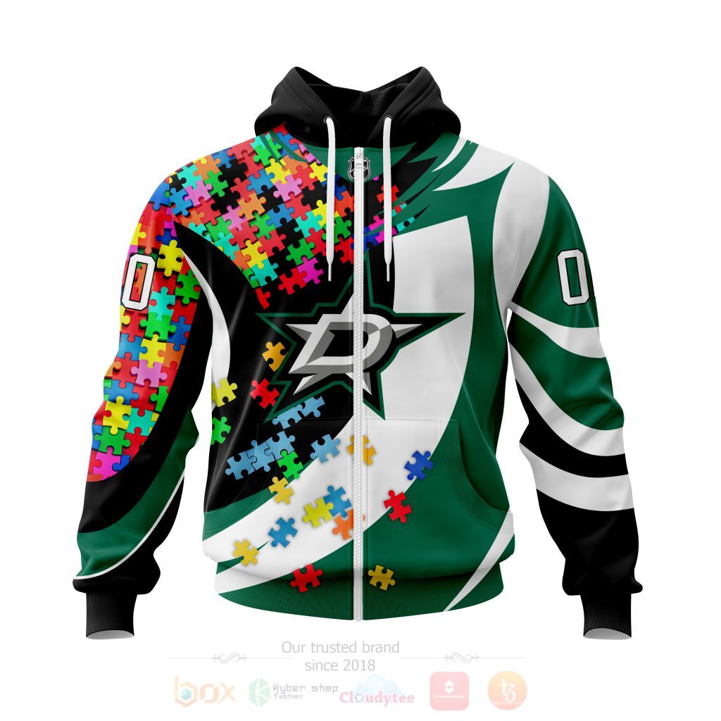 BEST NHL Dallas Stars Autism Awareness Ver3 Personalized All Over Print Custom Hoodie, T-Shirt 2 NHL Dallas Stars Autism Awareness Ver3 Personalized 3D Hoodie Shirt 1