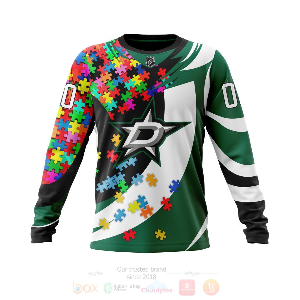 BEST NHL Dallas Stars Autism Awareness Ver3 Personalized All Over Print Custom Hoodie, T-Shirt 3 NHL Dallas Stars Autism Awareness Ver3 Personalized 3D Hoodie Shirt 1 2