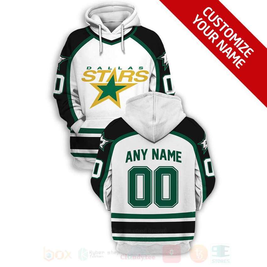 NHL Dallas Stars Personalized White 3D Hoodie Shirt